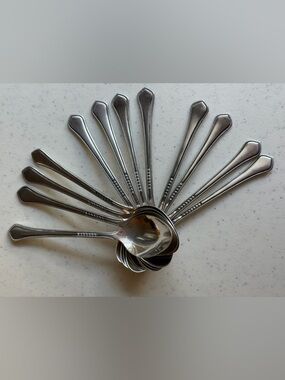 Vintage USSR Coffee Spoons Set of 12 w/ Original Box | Mid-Century Silverplate